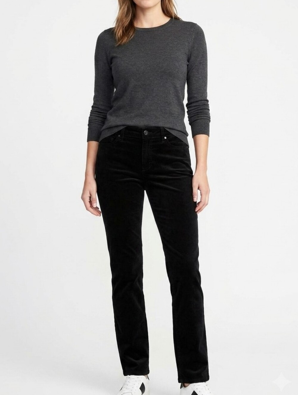 Ann Taylor Signature Black Corduroy Pants Stretch Straight Leg Petite Size 10P